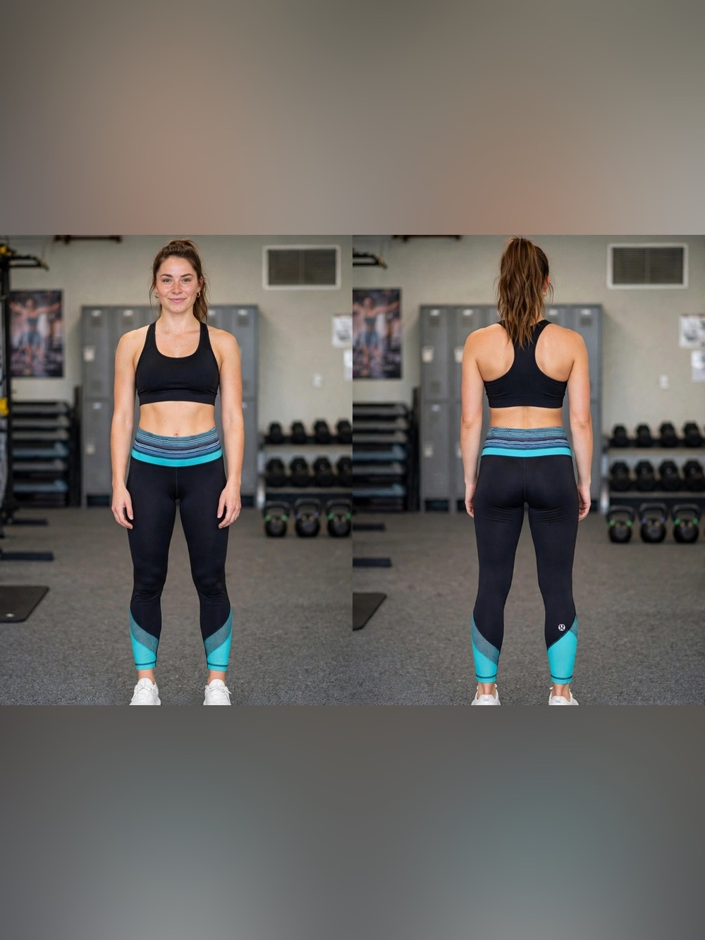 lululemon Inspire Tight II Black/Bali Breeze/Teal Mesh Ankle Panels